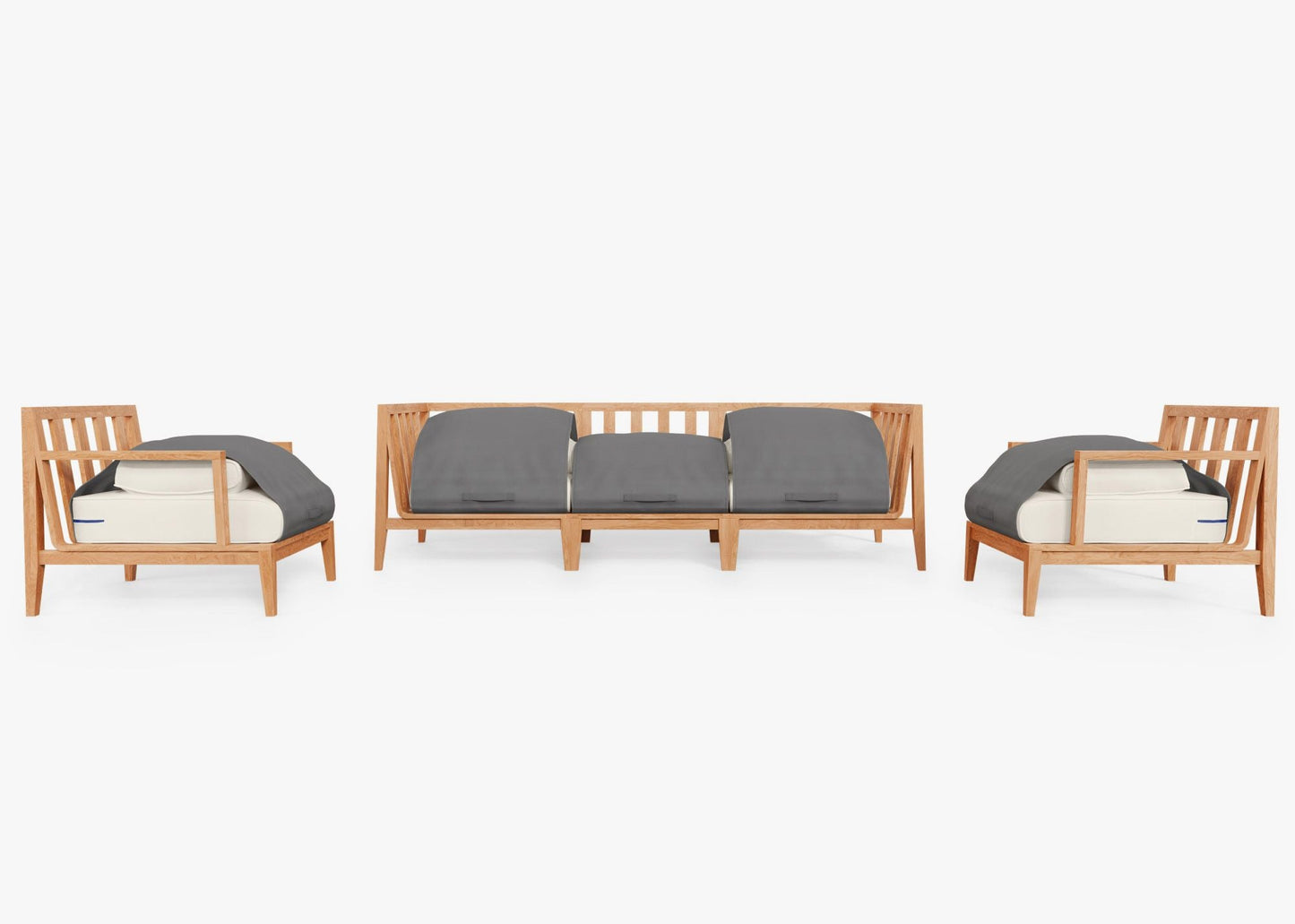 Canapé d'extérieur en teck avec fauteuils - 5 places