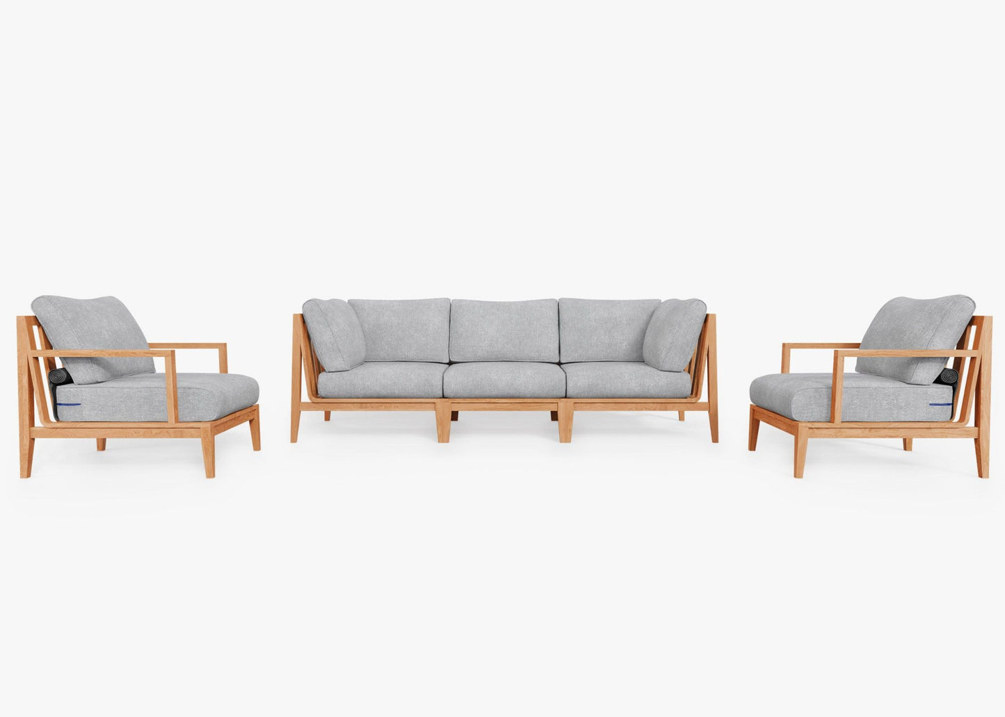 Canapé d'extérieur en teck avec fauteuils - 5 places