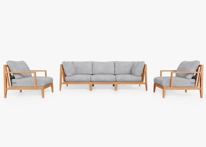 Canapé d'extérieur en teck avec fauteuils - 5 places