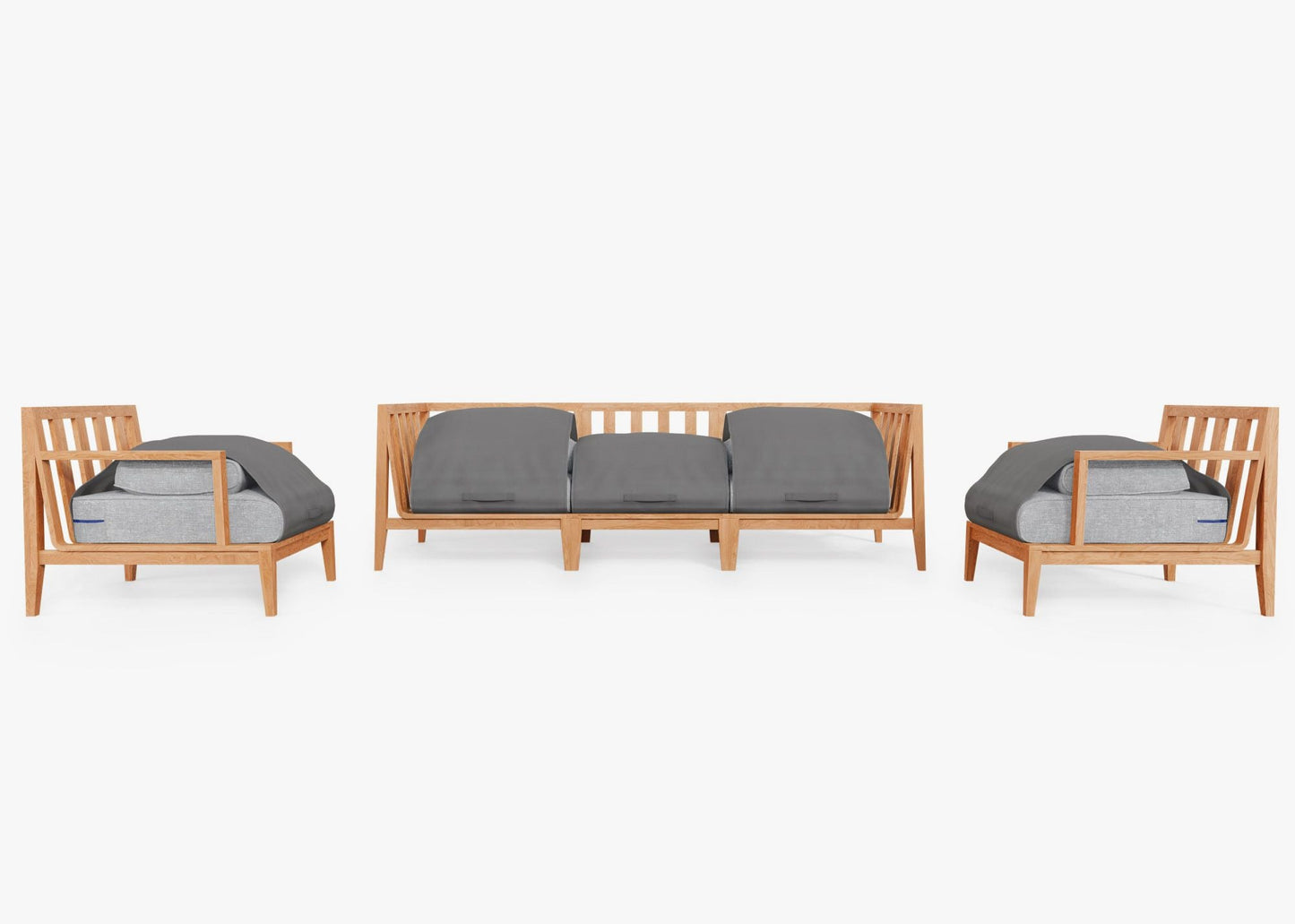 Canapé d'extérieur en teck avec fauteuils - 5 places