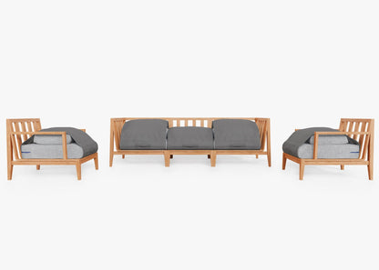 Canapé d'extérieur en teck avec fauteuils - 5 places