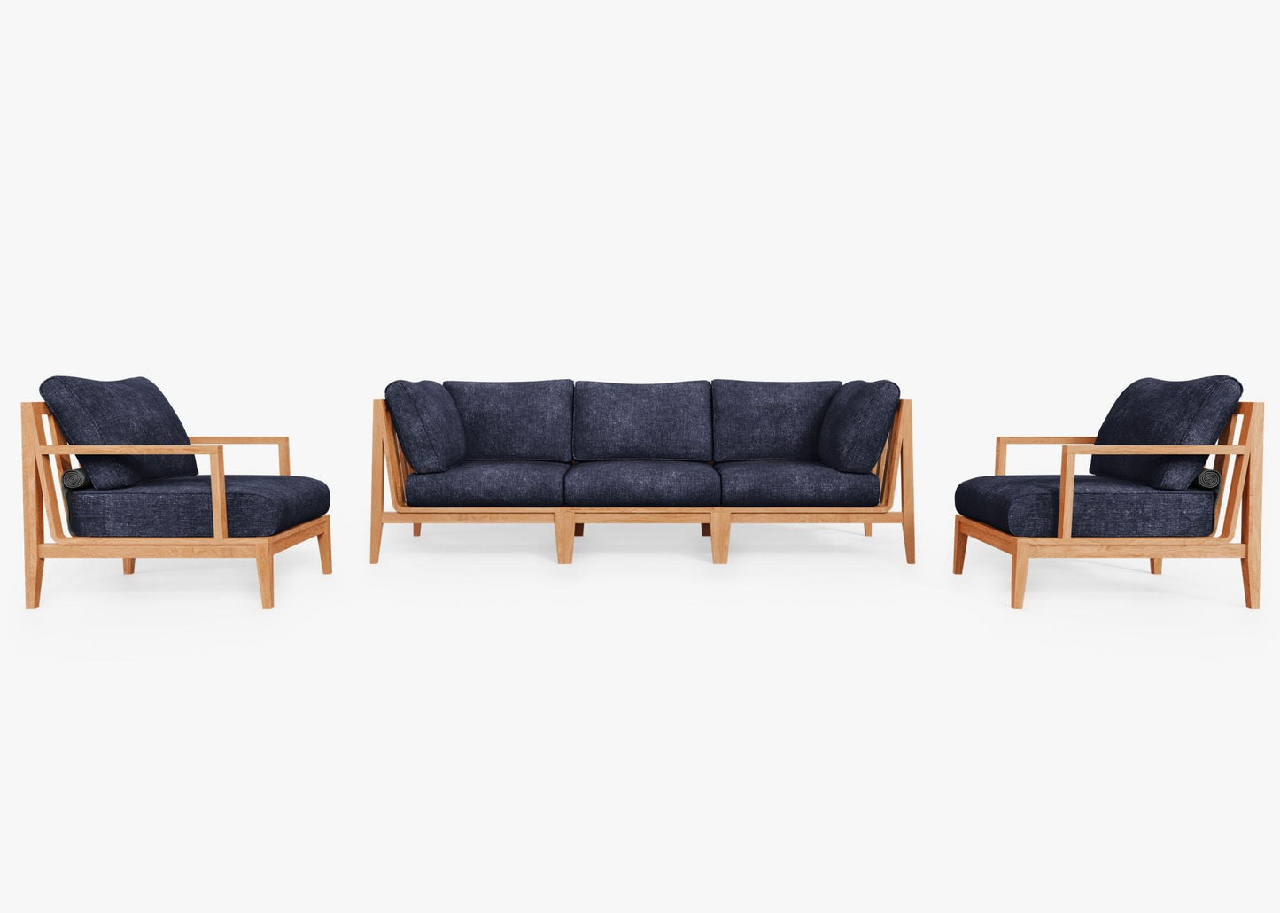 Canapé d'extérieur en teck avec fauteuils - 5 places