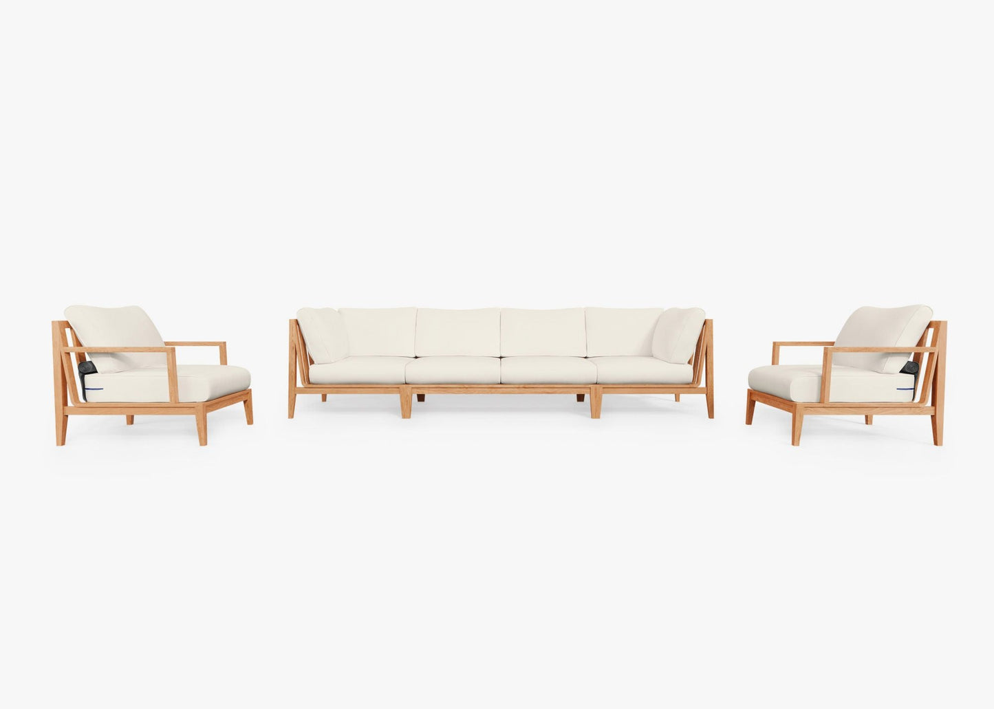 Canapé d'extérieur en teck avec fauteuils - 6 places