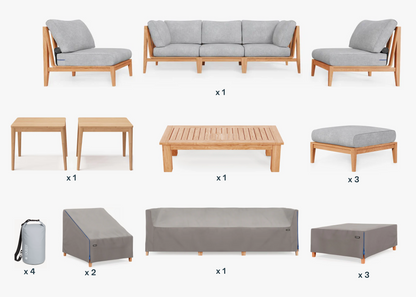 Ensemble Soirée Extérieure en Teck