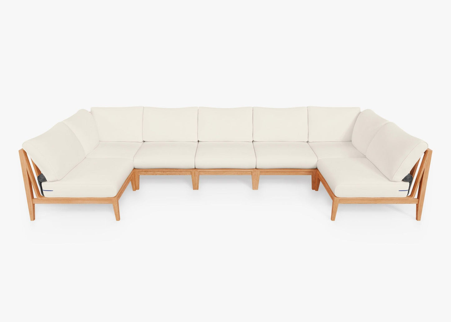 Canapé d'angle d'extérieur en teck en forme de U - 7 places