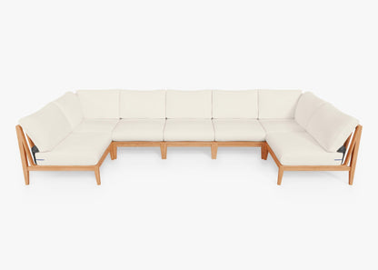 Canapé d'angle d'extérieur en teck en forme de U - 7 places