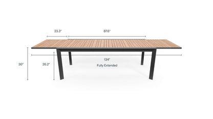 Table de salle à manger extensible d'extérieur en teck et aluminium