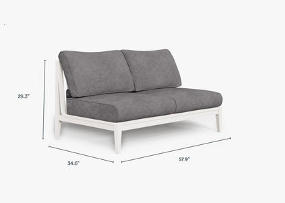 Canapé deux places d'extérieur sans accoudoirs en aluminium blanc