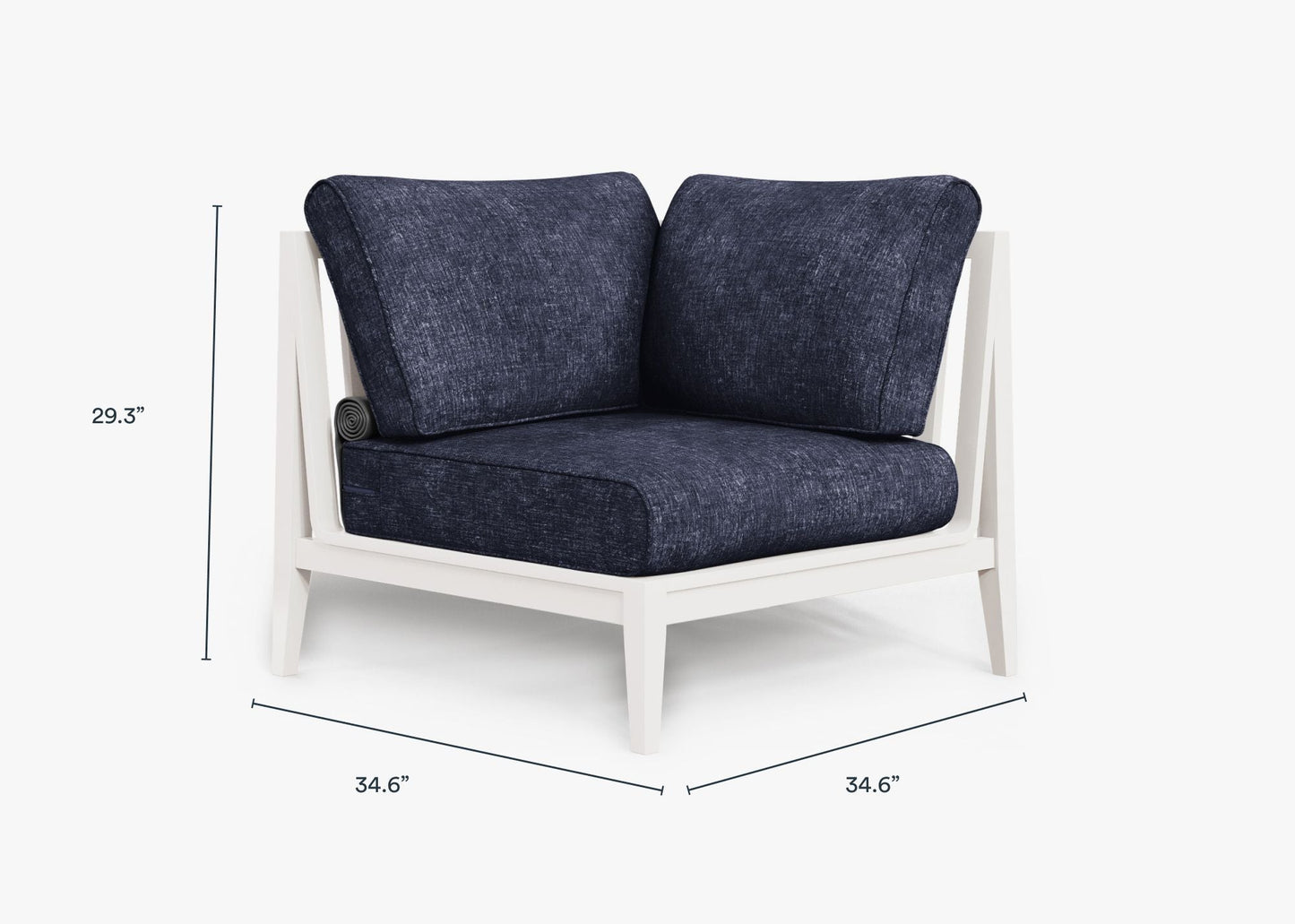 Chaise d'angle d'extérieur en aluminium blanc - Gauche