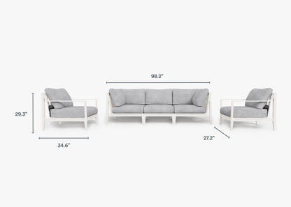 Canapé d'extérieur en aluminium blanc avec fauteuils - 5 places