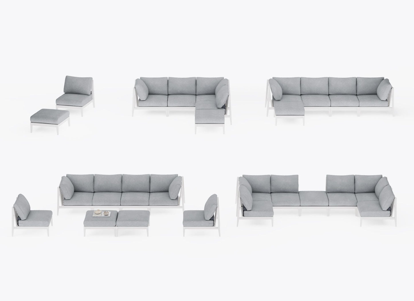 Pouf multifonctionnel d'extérieur en aluminium blanc