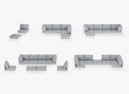 Pouf multifonctionnel d'extérieur en aluminium blanc