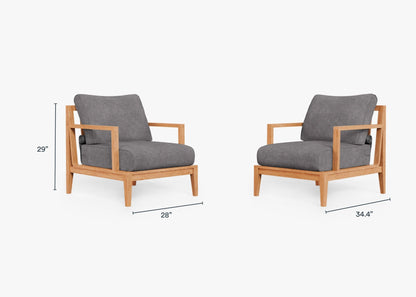 Ensemble de conversation avec fauteuil d'extérieur en teck