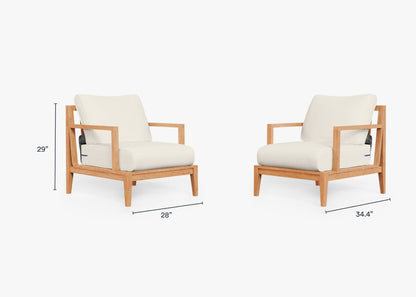 Ensemble de conversation avec fauteuil d'extérieur en teck