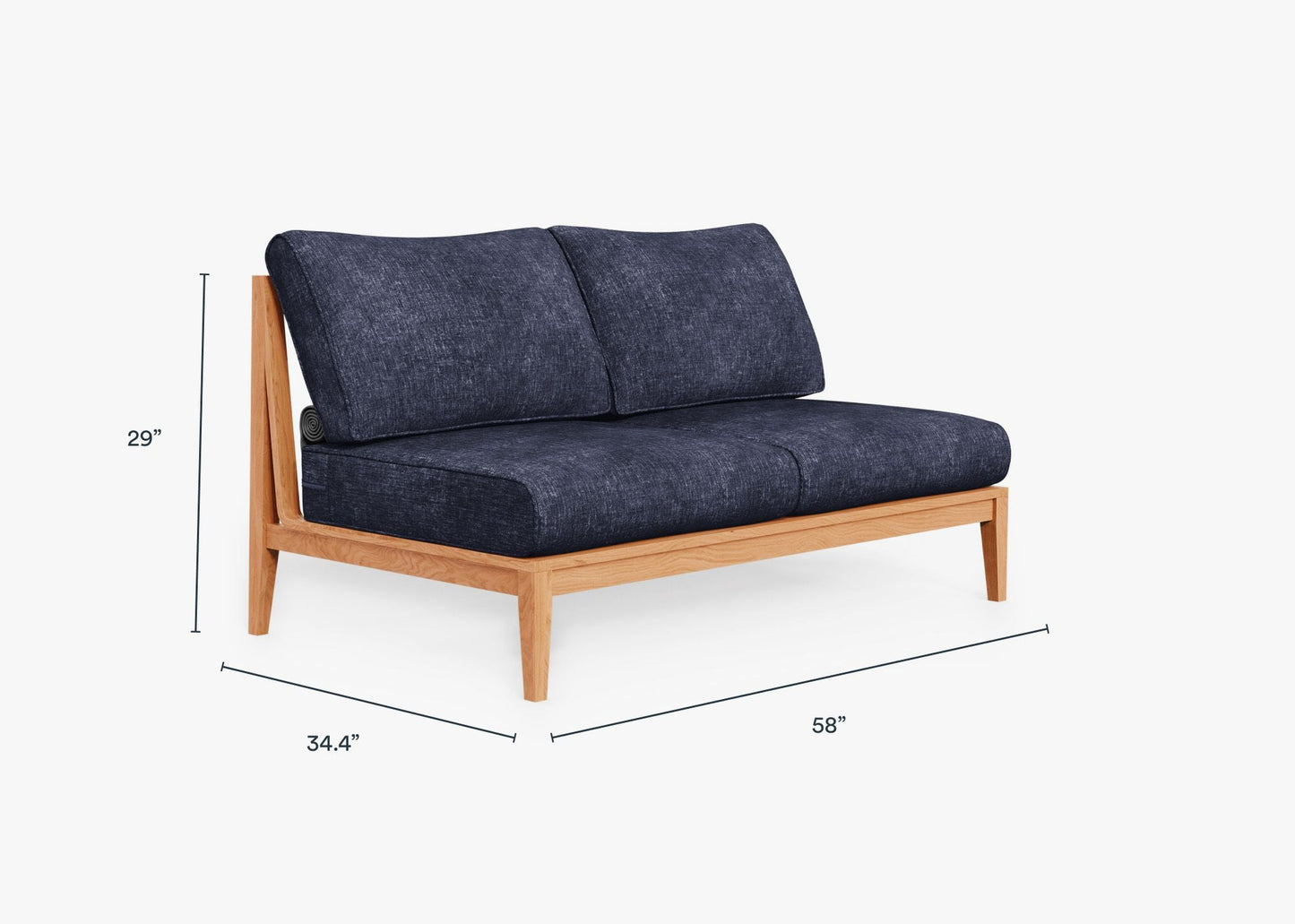 Canapé deux places d'extérieur sans accoudoirs en teck