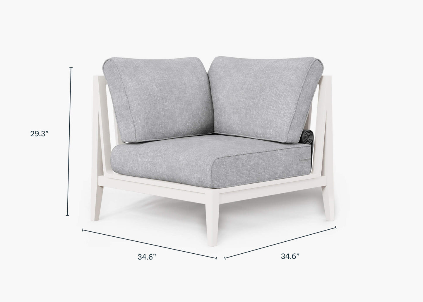 Chaise d'angle d'extérieur en aluminium blanc - Droite
