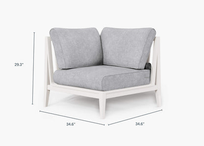 Chaise d'angle d'extérieur en aluminium blanc - Droite