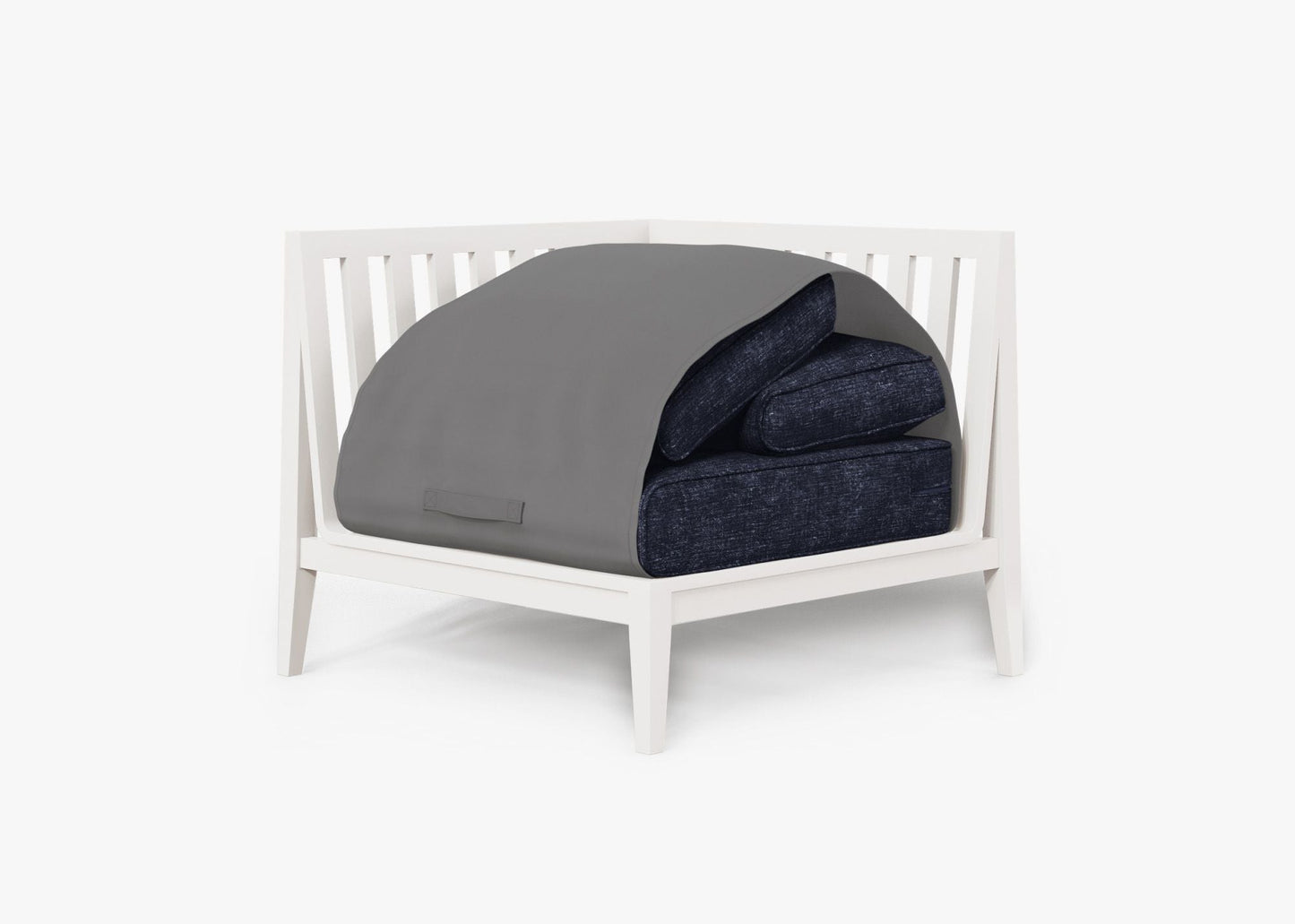 Chaise d'angle d'extérieur en aluminium blanc - Droite