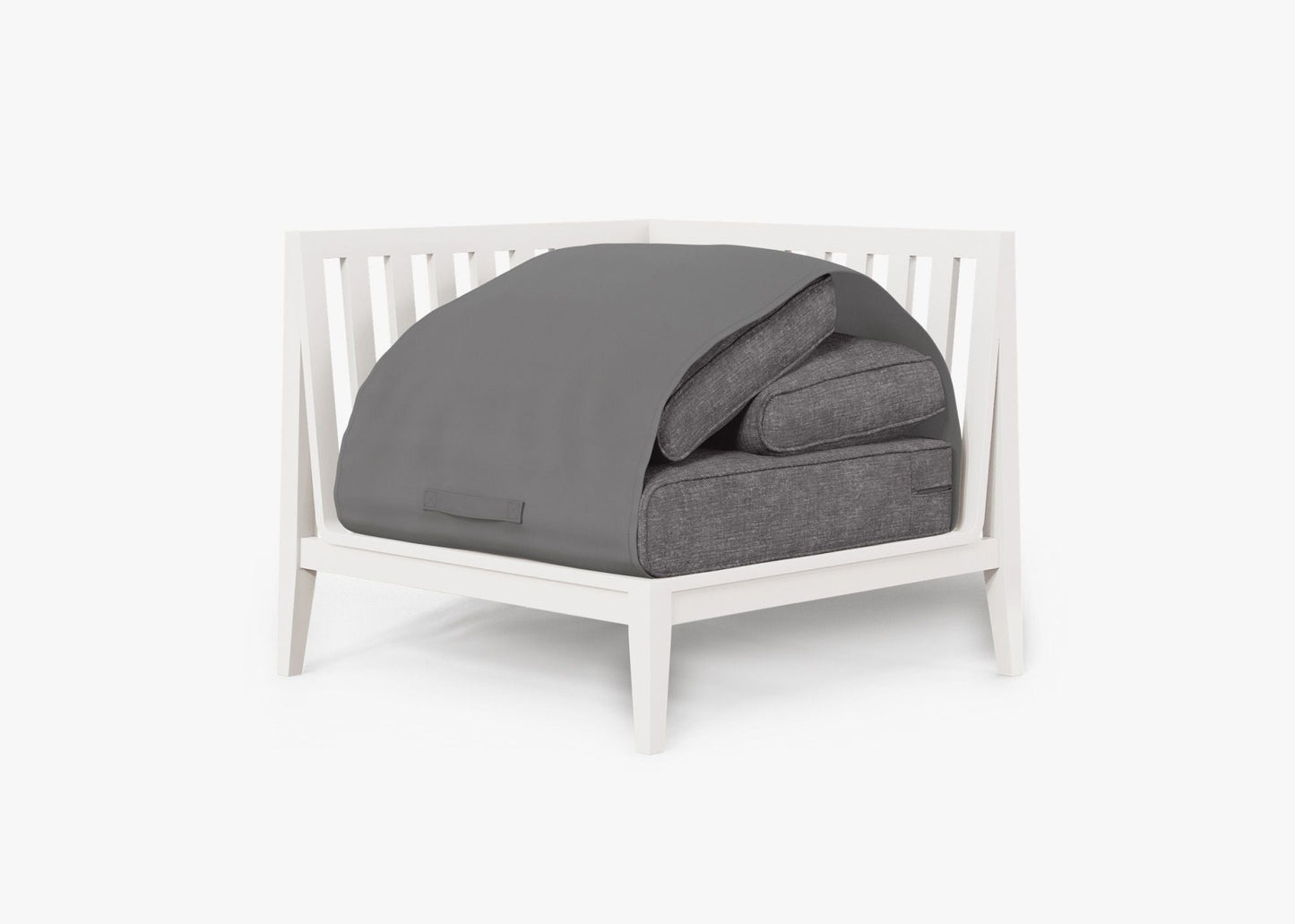 Chaise d'angle d'extérieur en aluminium blanc - Droite