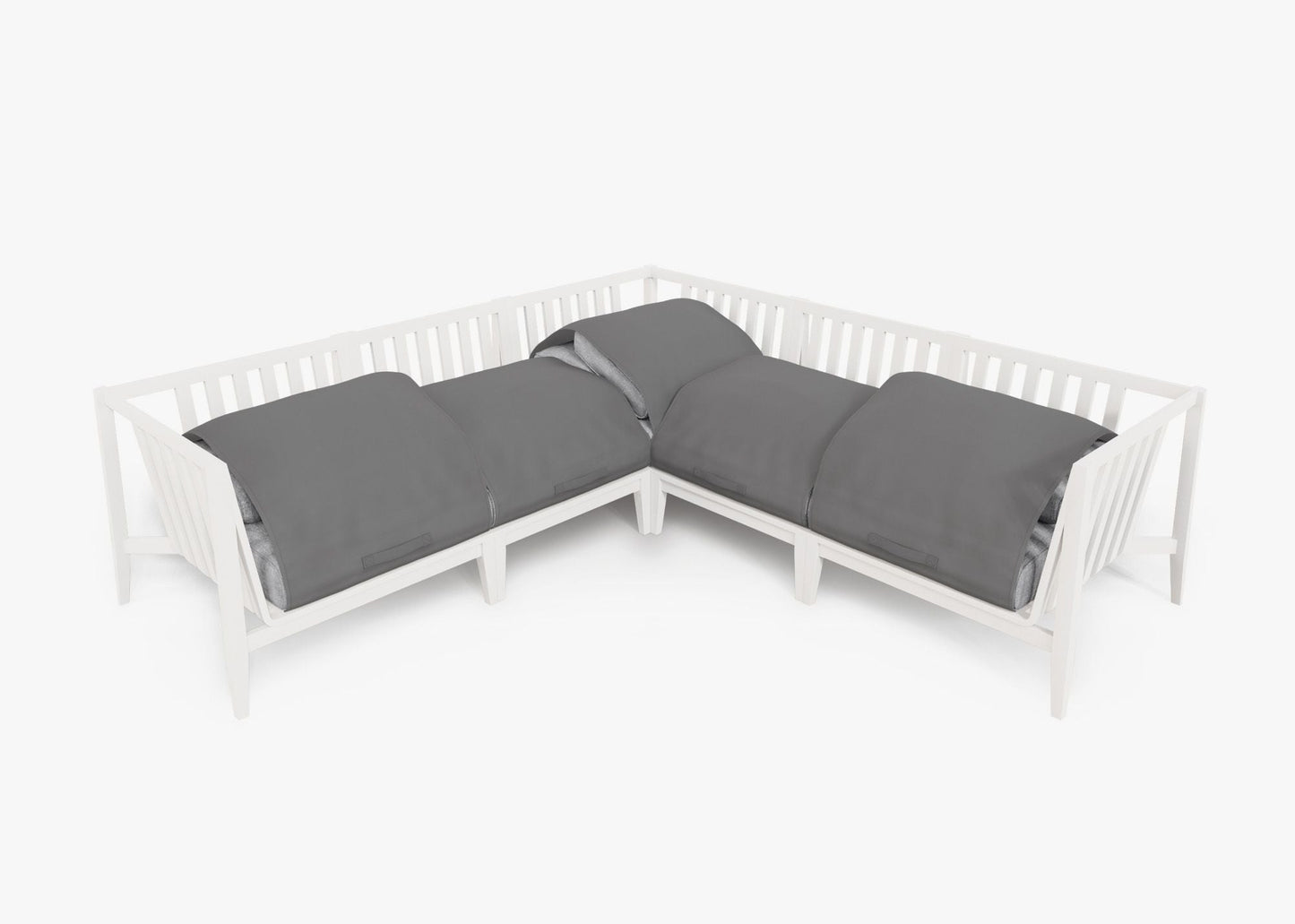 Canapé d'angle d'extérieur en aluminium blanc - 5 places