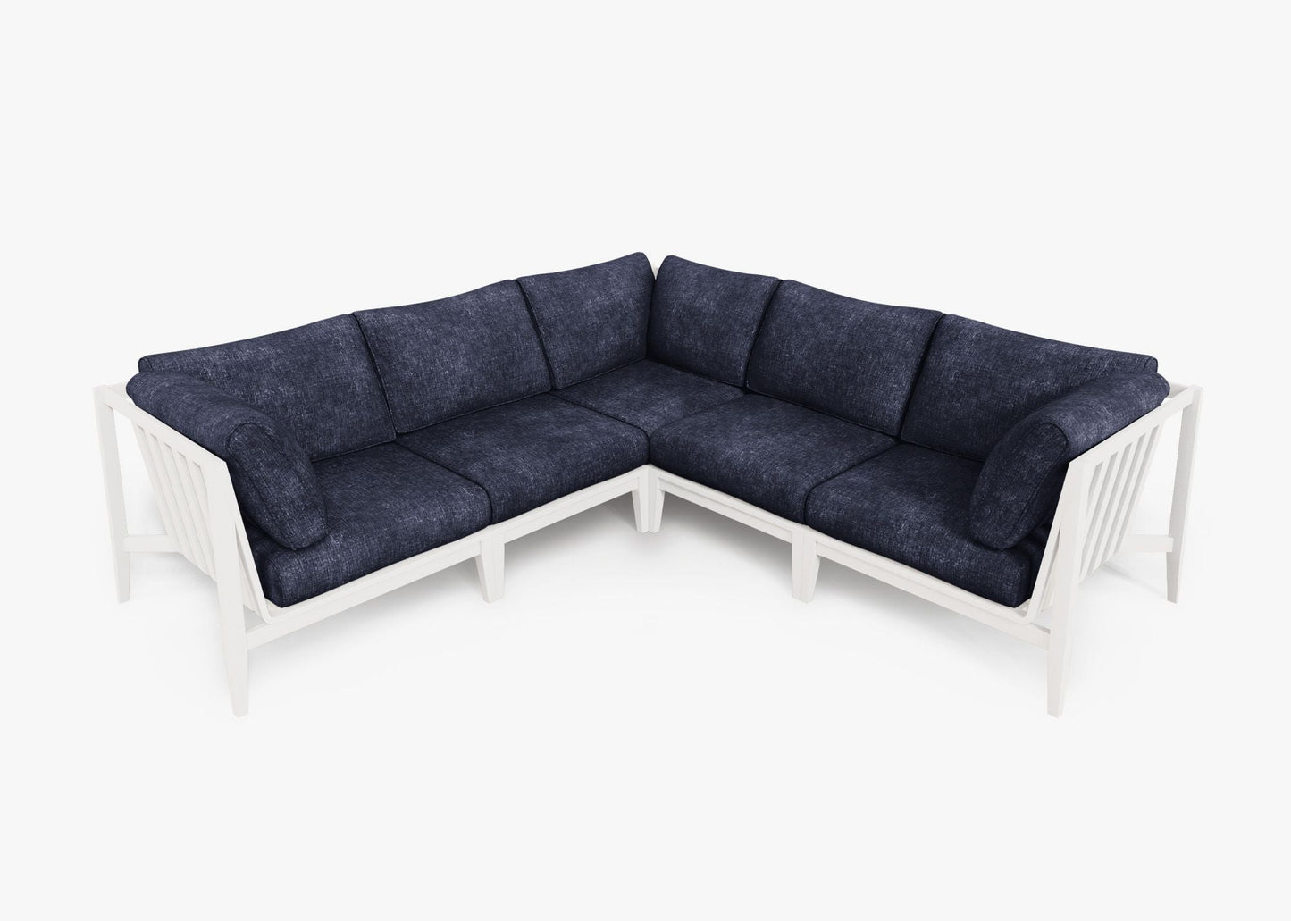 Canapé d'angle d'extérieur en aluminium blanc - 5 places