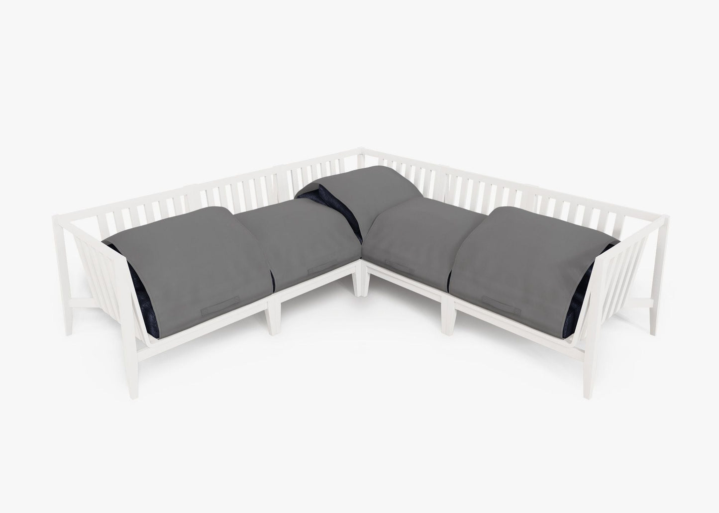 Canapé d'angle d'extérieur en aluminium blanc - 5 places