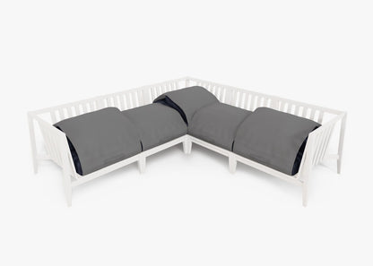 Canapé d'angle d'extérieur en aluminium blanc - 5 places