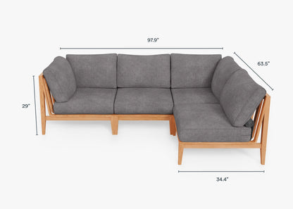 Canapé d'angle d'extérieur en teck - 4 places
