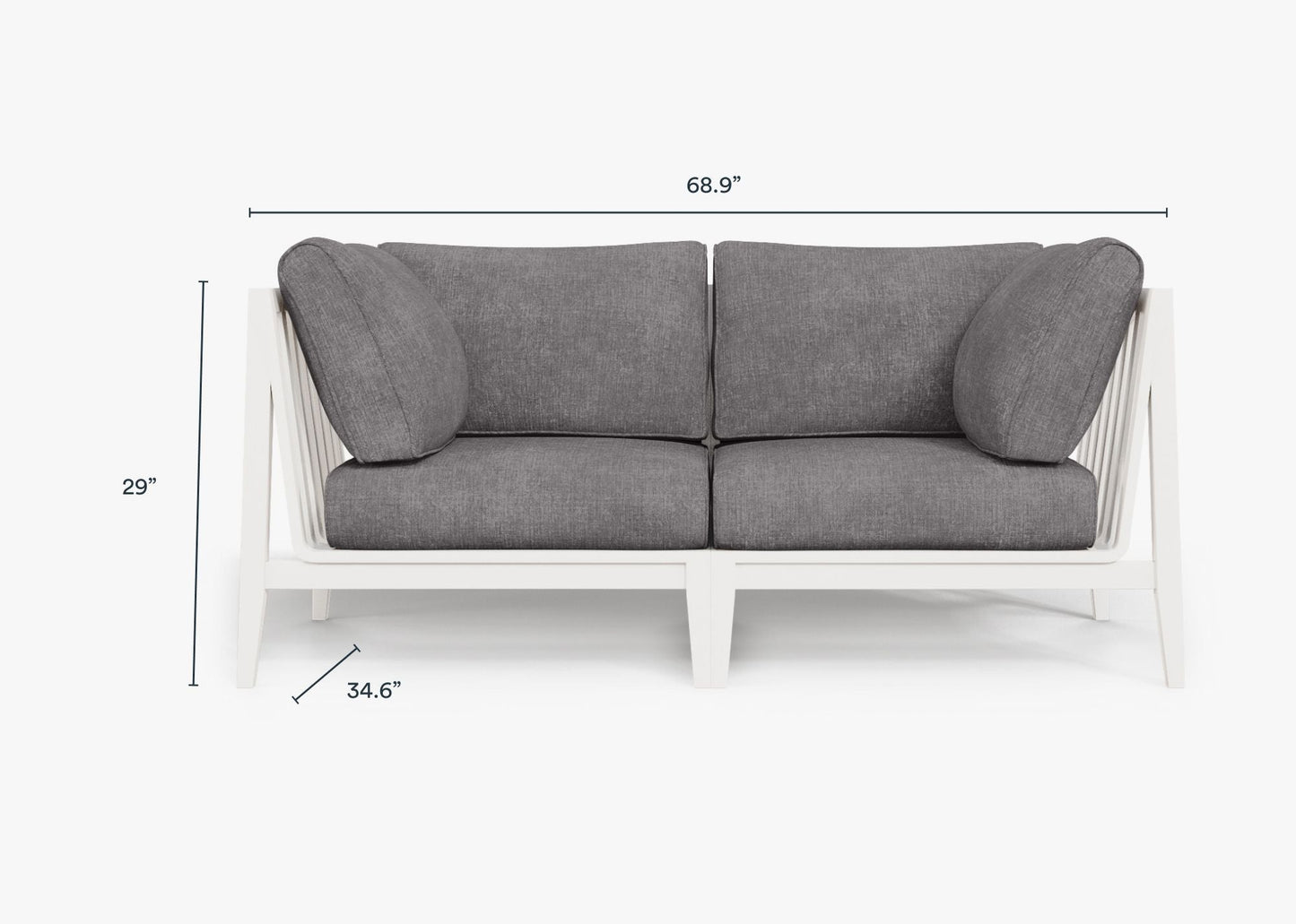 Canapé deux places d'extérieur en aluminium blanc