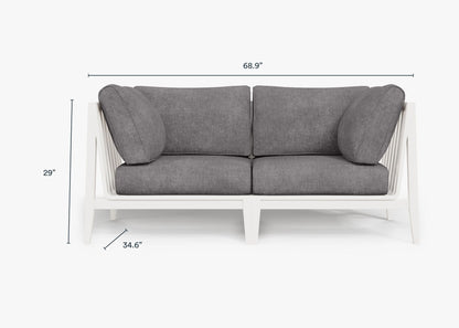 Canapé deux places d'extérieur en aluminium blanc