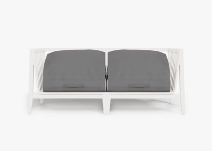 Canapé deux places d'extérieur en aluminium blanc