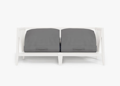 Canapé deux places d'extérieur en aluminium blanc