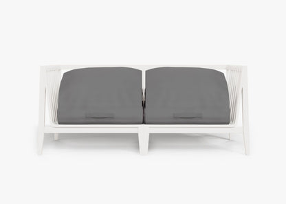 Canapé deux places d'extérieur en aluminium blanc