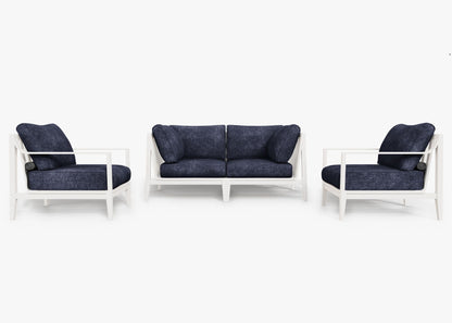 Canapé d'extérieur 4 places en aluminium blanc avec accoudoirs