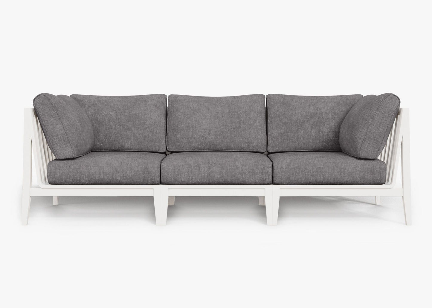 Canapé d'extérieur 3 places en aluminium blanc