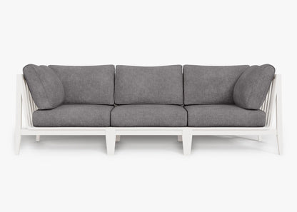 Canapé d'extérieur 3 places en aluminium blanc