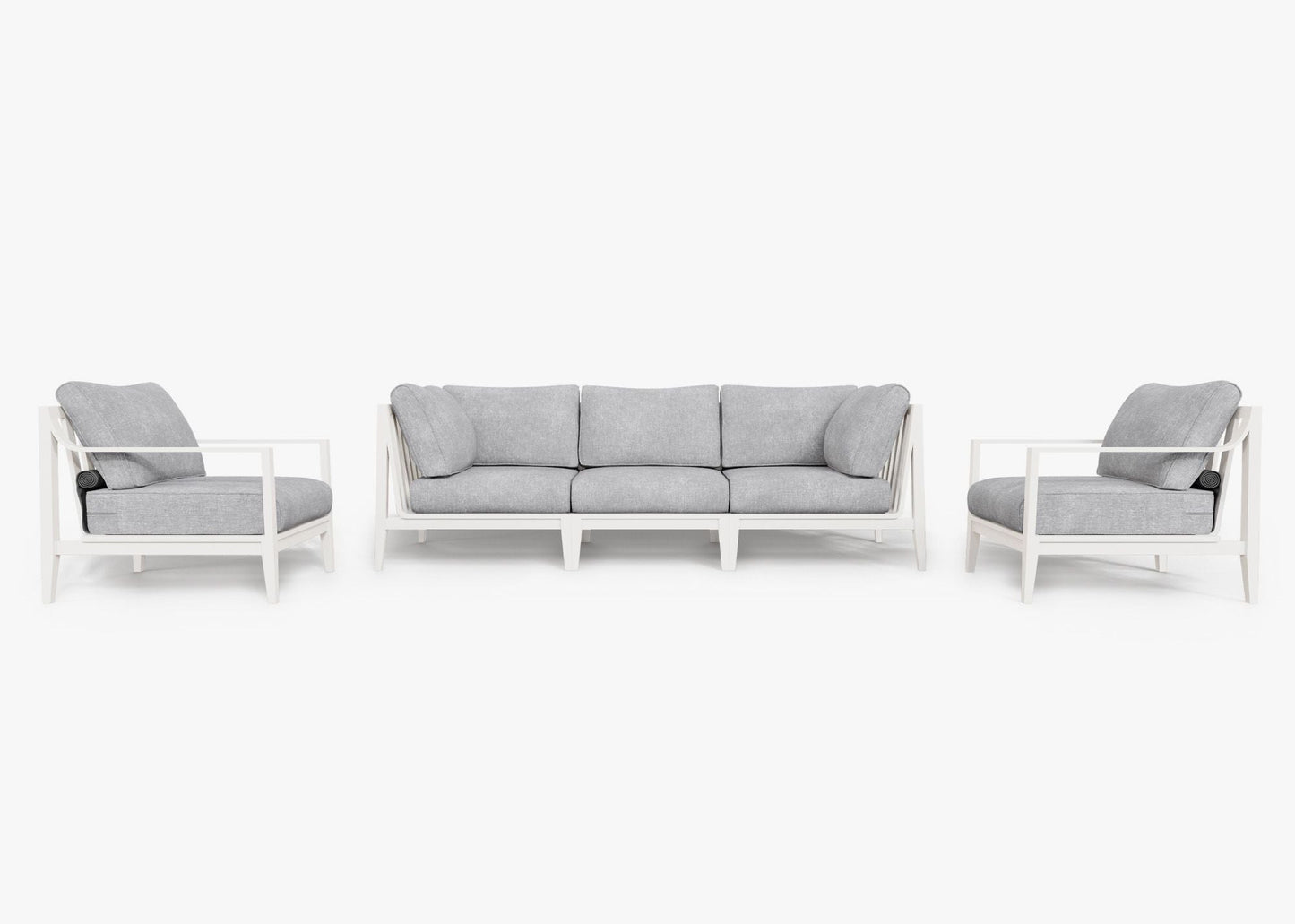Canapé d'extérieur en aluminium blanc avec fauteuils - 5 places