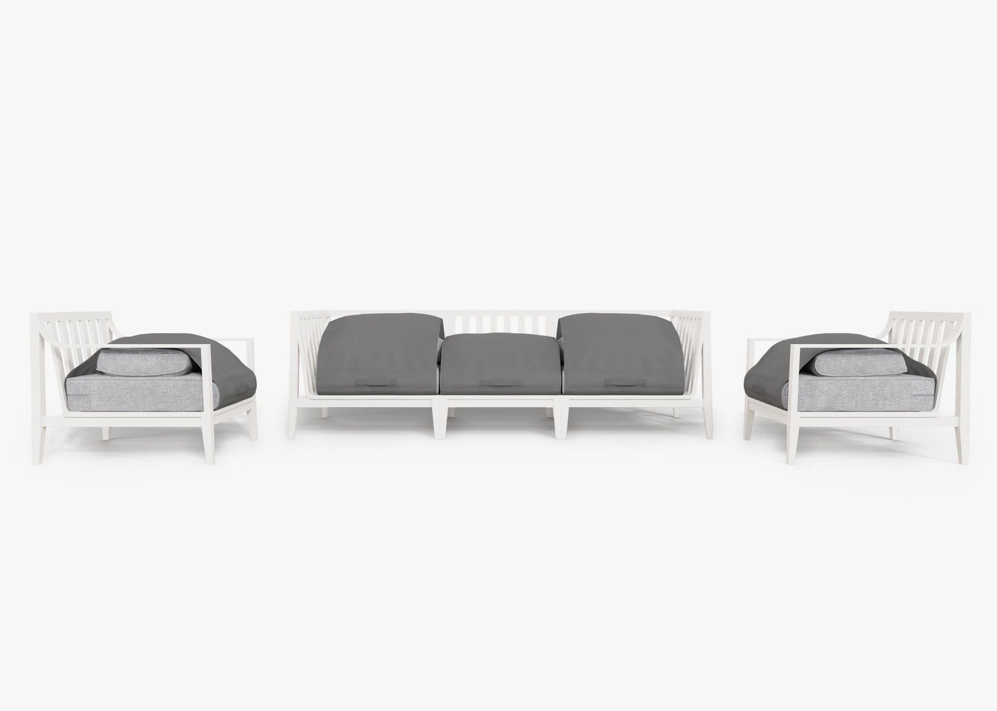 Canapé d'extérieur en aluminium blanc avec fauteuils - 5 places