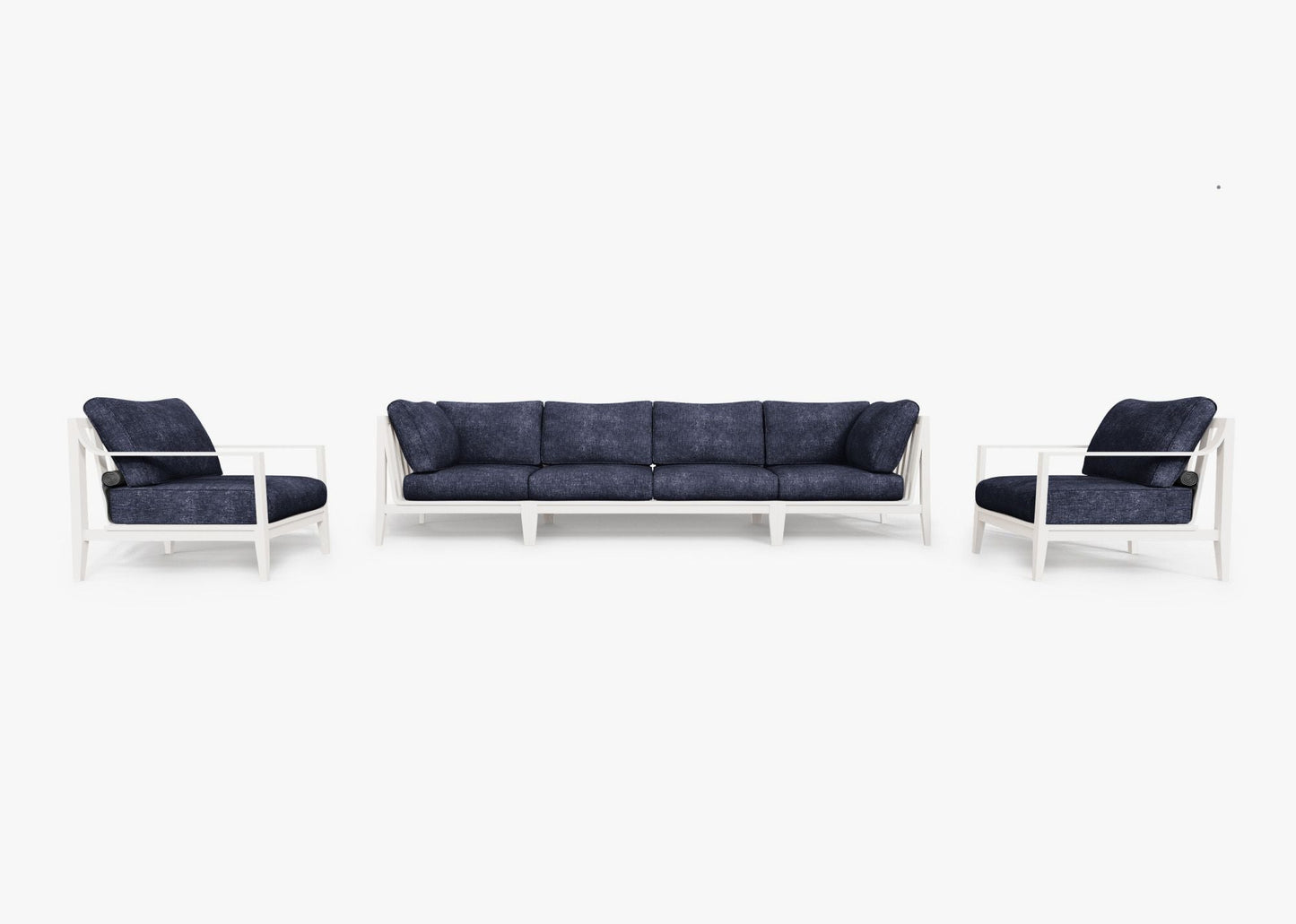 Canapé d'extérieur en aluminium blanc avec fauteuils - 6 places