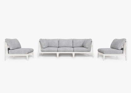 Canapé d'extérieur en aluminium blanc avec fauteuils sans accoudoirs - 5 places