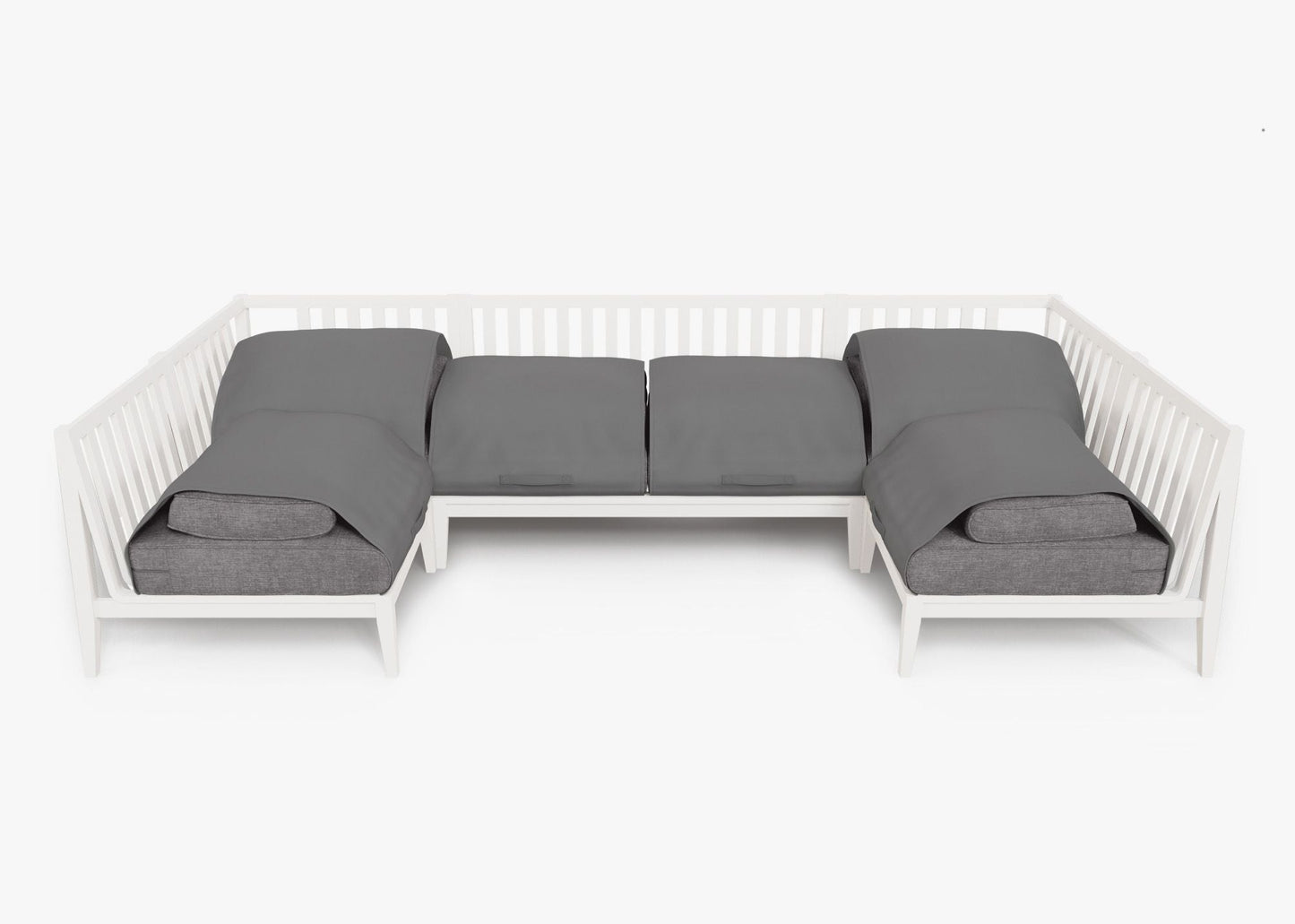 Canapé d'angle extérieur en aluminium blanc en forme de U - 6 places