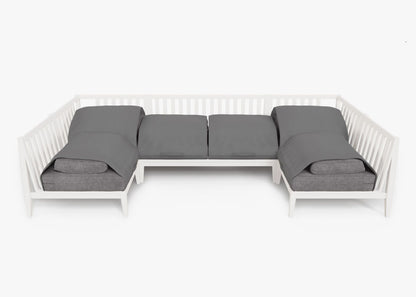 Canapé d'angle extérieur en aluminium blanc en forme de U - 6 places