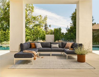 Pouf d'extérieur multifonctionnel en aluminium anthracite