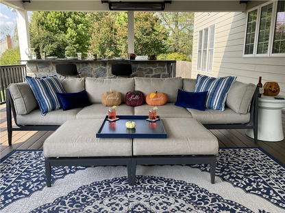 Pouf d'extérieur multifonctionnel en aluminium anthracite