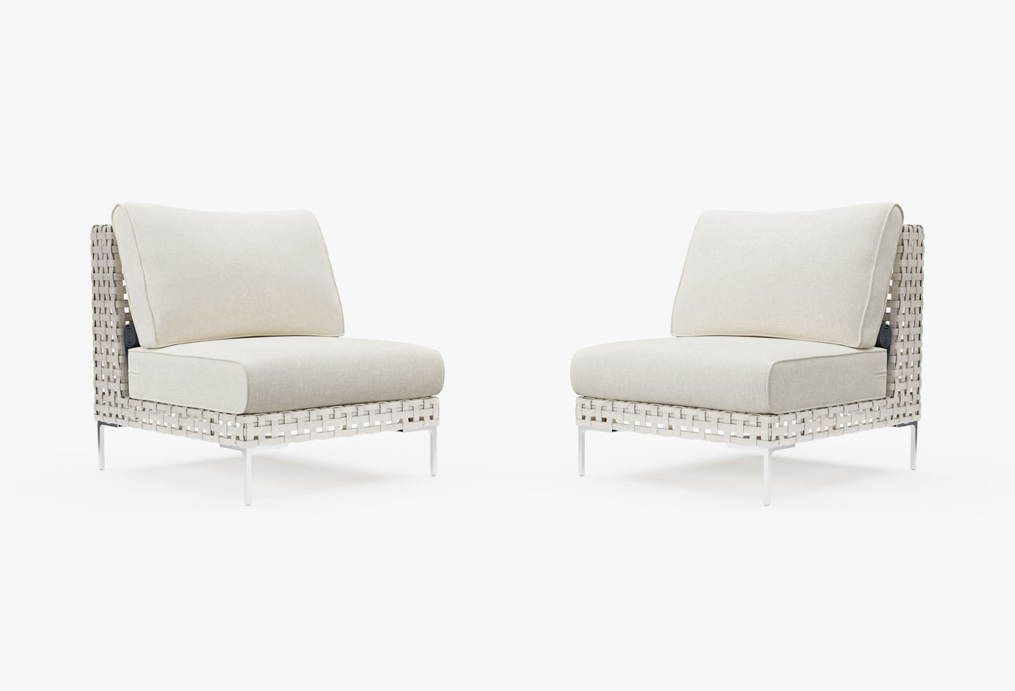 Ensemble de conversation de fauteuils de jardin sans accoudoirs en osier tressé ajouré