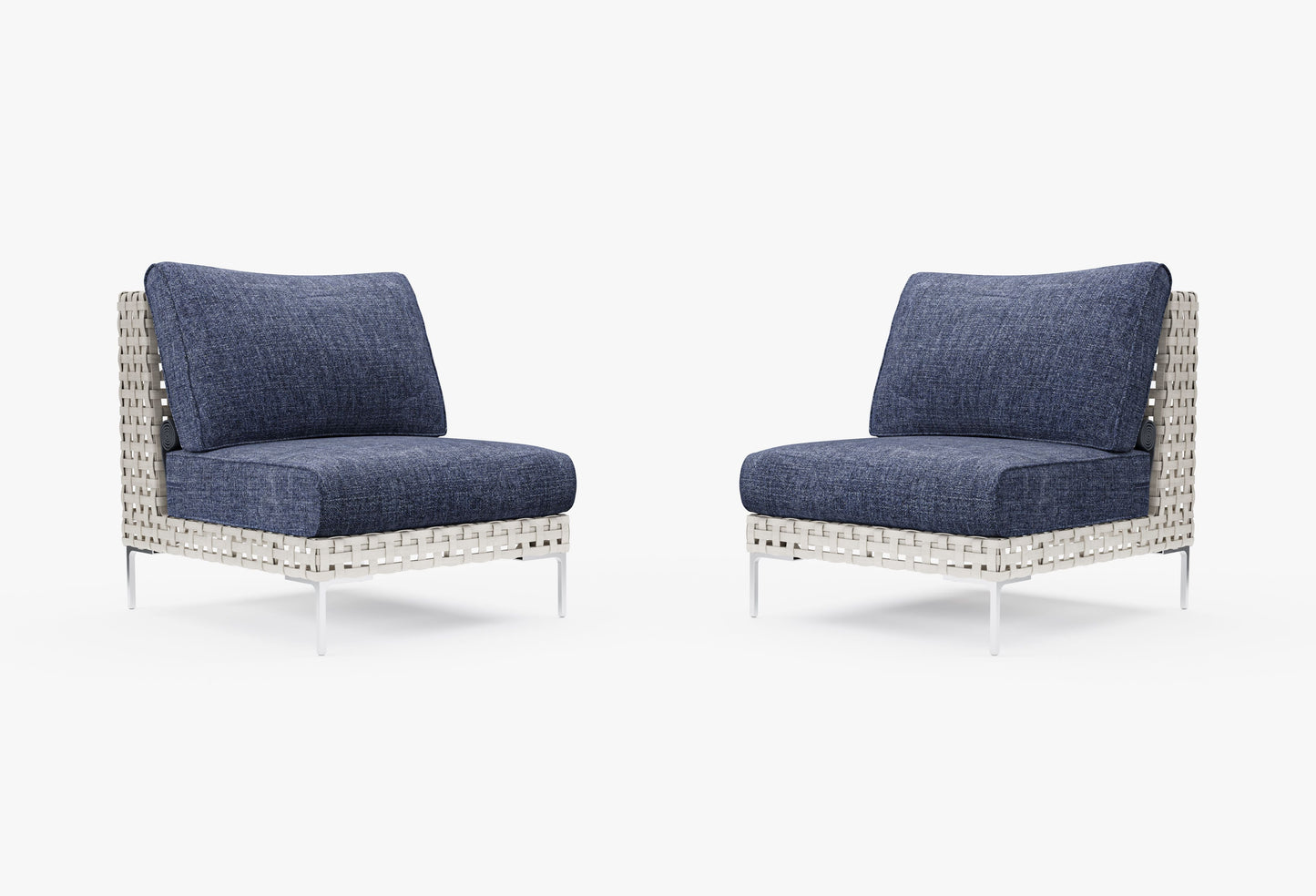 Ensemble de conversation de fauteuils de jardin sans accoudoirs en osier tressé ajouré