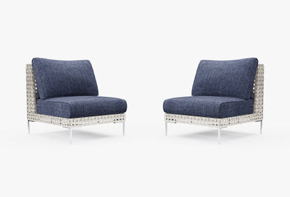 Ensemble de conversation de fauteuils de jardin sans accoudoirs en osier tressé ajouré