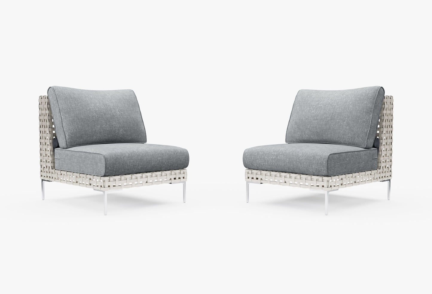 Ensemble de conversation de fauteuils de jardin sans accoudoirs en osier tressé ajouré