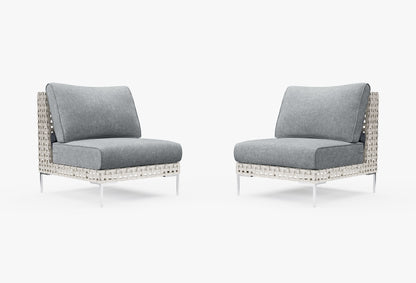 Ensemble de conversation de fauteuils de jardin sans accoudoirs en osier tressé ajouré