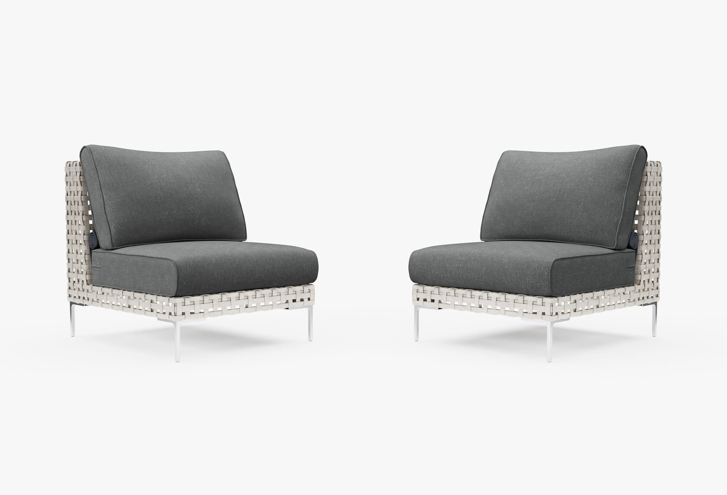 Ensemble de conversation de fauteuils de jardin sans accoudoirs en osier tressé ajouré